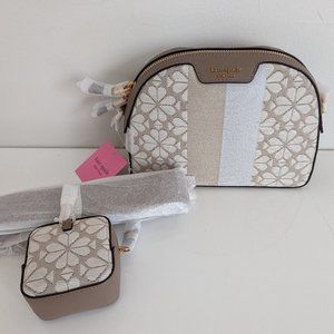 Kate Spade Flower Jacquard Stripe Medium Dome Crossbody